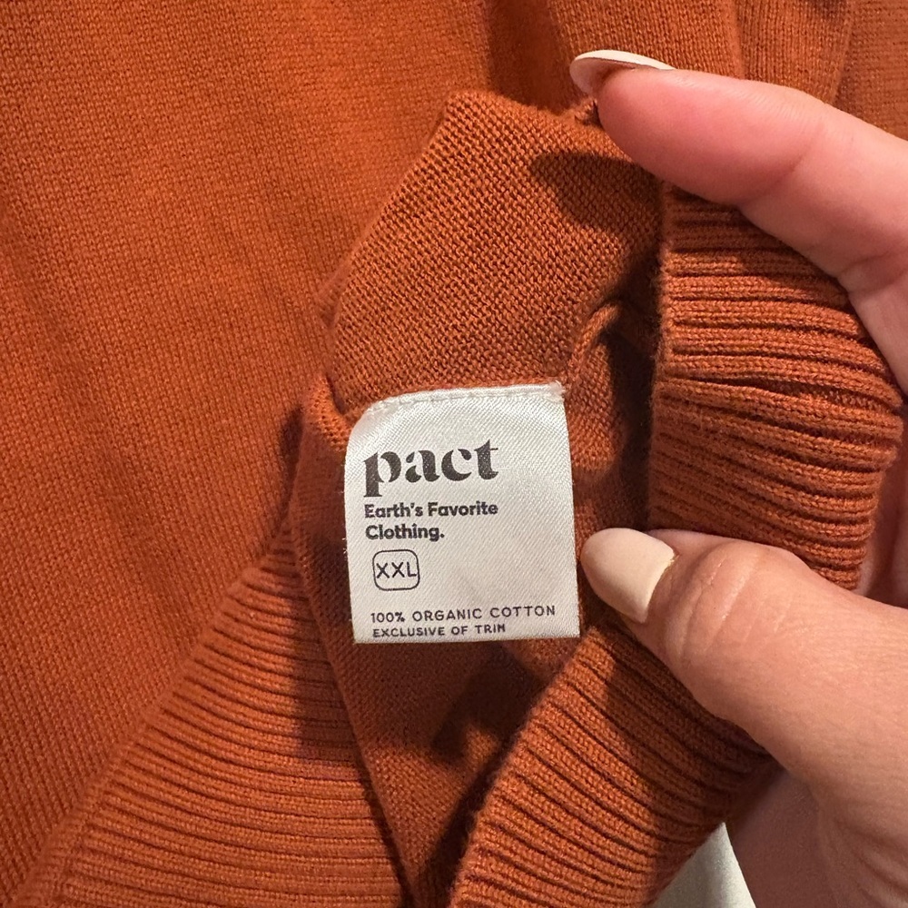 Pact Organic Cotton Orange Crewneck Long Sleeve Sustainable Sweater Size XXL - Picture 3 of 3